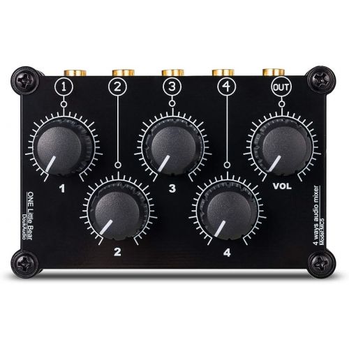  [아마존베스트]Nobsound Little Bear MC5 Mini Portable 4 Channel Line Mixer Live Studio Recording Passive Stereo Audio Mixer Recording Low Noise (No Power Needed)