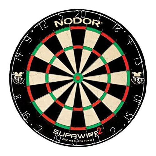  Nodor Supawire 2 Regulation-Size Staple-Free Bristle Dartboard with Moveable Number Ring and Hanging Kit