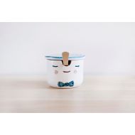 /Noemarin Pinocchio ceramic sugar bowl with lid and spoon - Pottery sugar bowl - Sugar set - Ceramics & pottery - Kawaii ceramic - Ceramic Clay