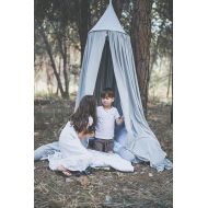 /NogiliStudio Kids Play Canopy, Light Grey Cotton Tent, Organic Cotton Bed Canopy