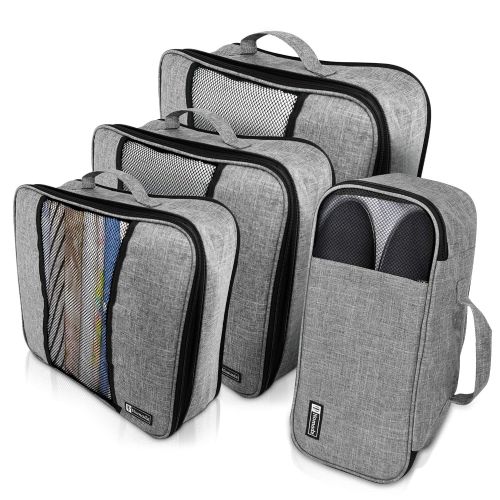  Nomadz Compression Packing Cubes Travel Luggage-Organizer Set Packs More in Less Space