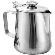 non-brand Sharplace Milch Pitcher rostfreiem Edelstahl Milchkannchen Perfekt fuer Milchaufschaumer Cappuccino Milchschaum Cafe Art Aufschaumkannchen mit Deckel - Silber, 350ml