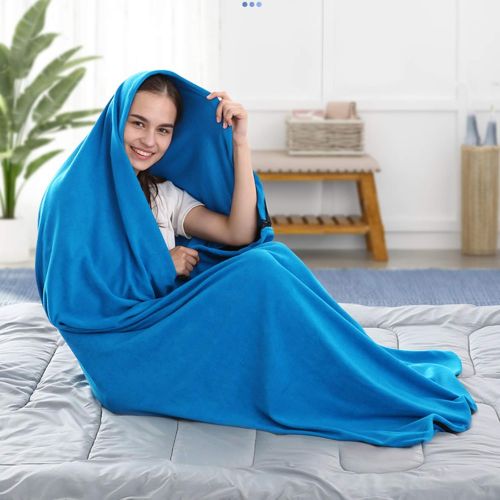  Non/Brand NORDMIM Fleece Sleeping Bag Liner, Warm Cozy Microfiber Blanket Camping Sleep Sack Travel Sheet with 75 Long Full Sized Zipper