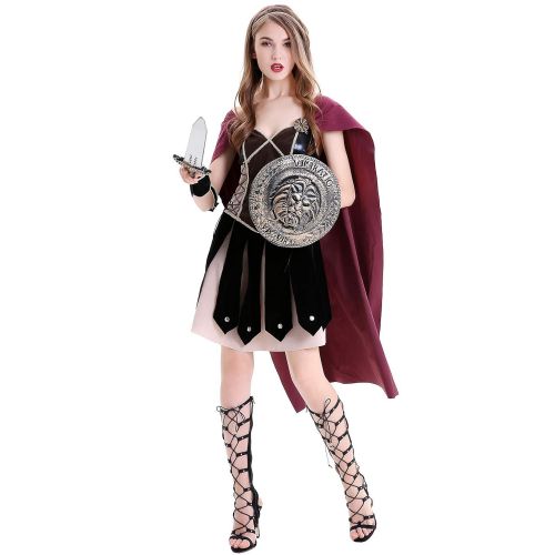 NonEcho Adult Female Warrior Costumes Halloween Wonder Woman Cosplay Cloak Cape Dress