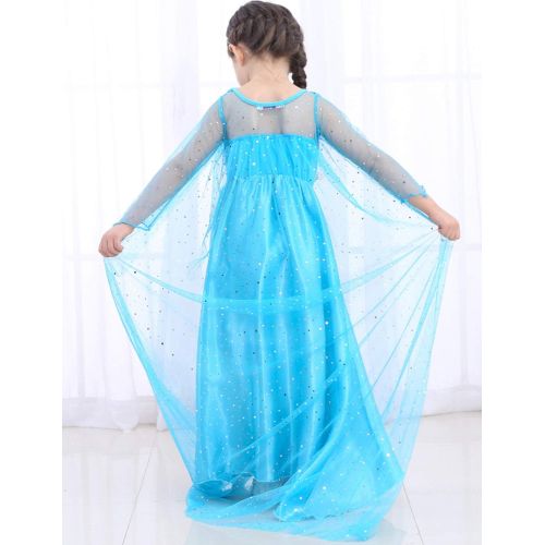  NonEcho Glitter Princess Costumes Girls Ice Queen Dress up Kids Halloween Fancy Outfit