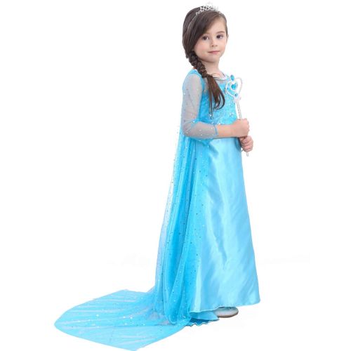  NonEcho Glitter Princess Costumes Girls Ice Queen Dress up Kids Halloween Fancy Outfit