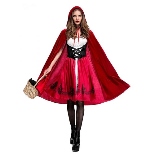  NonEcho Womens Classic Red Riding Hood Costume,Red Dress and Hooded Cape