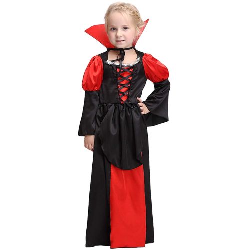  NonEcho Girls Coffin Queen Vampire Costume, Long Vampire Dress and Collar