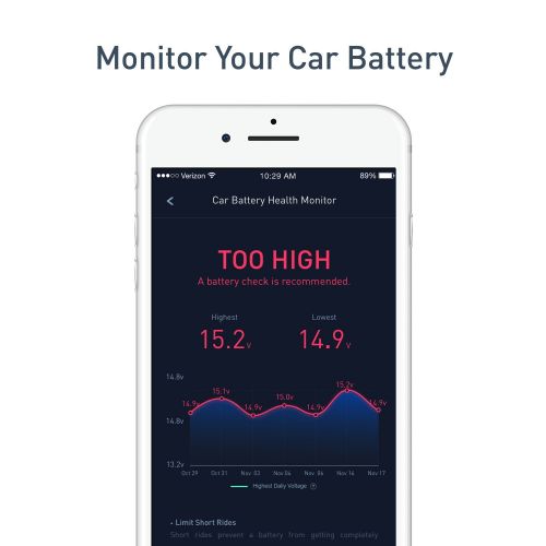  Nonda nonda ZUS Smart Car Charger Quick Charge 36W, Monitor Car Battery and Find Your Car, 2 Reversible USB Ports and Led for iPhone XS/Max/XR/X/8/7/6/Plus