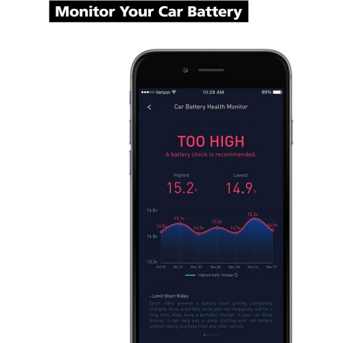  [아마존핫딜][아마존 핫딜] Nonda nonda ZUS Smart Car Charger, Car Charger with App to Save Cars Location and Monitor Car Battery, 2 Ports Car Charger with Led for iPhone XS/Max/XR/X/8/7/6/Plus