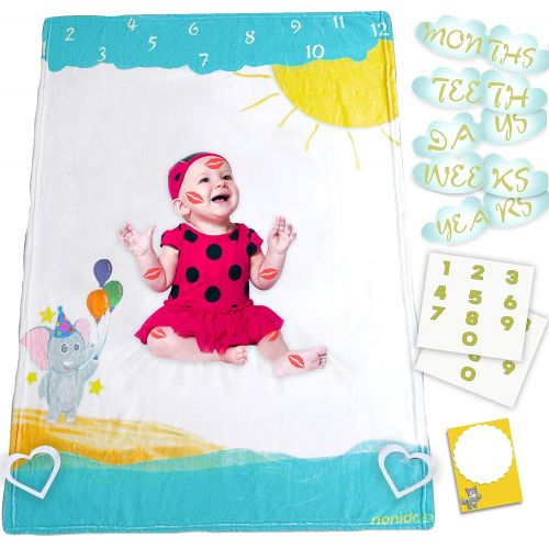  Nonidoo Baby Milestone Blanket for Girls & Boys | Milestone Blanket Super Soft, Fluffy, Fleece, Large Toddler Blanket | Baby Shower & Baby Registry Gift