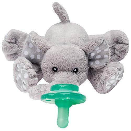  [아마존베스트]Nookums Paci-Plushies Buddies - Elephant Pacifier Holder - Plush Toy Includes Detachable Pacifier, Use...