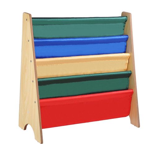  Noooshi Wood Kids Book Shelf Sling Storage Rack Organizer Bookcase Display Holder Opt.