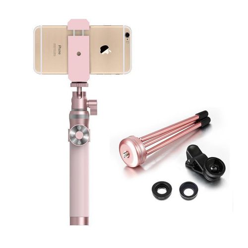  Noosy King Kong Wireless Selfie Stick Monopod Extendable Selfie Sticks Camera with Detachable Remote Shutter for iPhone 7 7Plus and Android Phones (Pink)