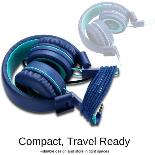  Kids Headphones - noot products K11 Foldable Stereo Tangle-Free 3.5mm Jack Wired Cord On-Ear Headset for Children/Teens/Boys/Girls/Smartphones/School/Kindle/Airplane Travel/Plane/T