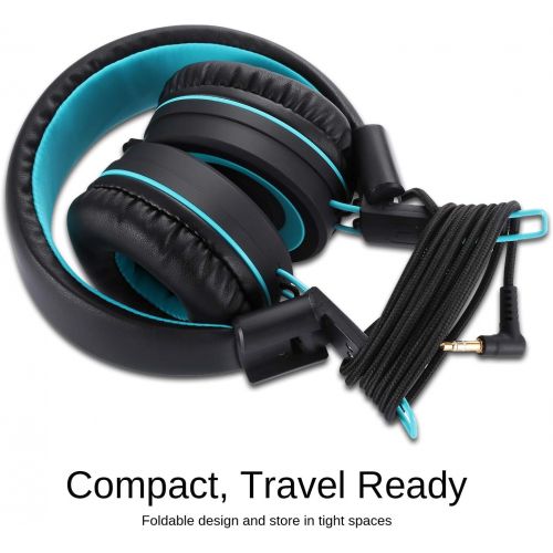  Kids Headphones-noot products K11 Foldable Stereo Tangle-Free 5ft Long Cord 3.5mm Jack Plug in Wired On-Ear Headset for iPad/Amazon Kindle,Fire/Boys/Girls/School/Laptop/Travel/Plan