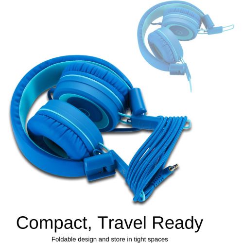  Kids Headphones-noot products K11 Foldable Stereo Tangle-Free 5ft Long cord 3.5mm Jack Plug in Wired On-Ear Headset for iPad/Amazon Kindle,Fire/Boy/Girl/School/Laptop/Travel/Plane/