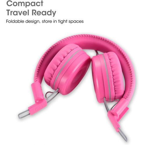  Kids Headphones-noot products K22 Foldable Stereo Tangle-Free 5ft Long Cord 3.5mm Jack Plugin Wired On-Ear Headset for iPad/AmazonKindle,Fire/Girls/Boys/School/Laptop/Travel/Plane/