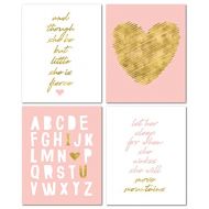 Nora's Nursery 8 x10 Gold Heart Nursery Prints for Baby Girl & Children Room Decor & Decorations Perfect for...