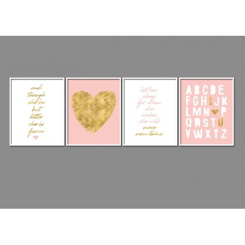  Nora's Nursery 8 x10 Gold Heart Nursery Prints for Baby Girl & Children Room Decor & Decorations Perfect for...