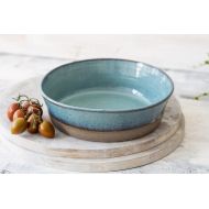 NoraPotteryArt Large Pottery Serving bowl, Ceramic baking dish, Cake baking dish, Stoneware Bowl, Fruits Plate Pasta  Salad Large Bowl