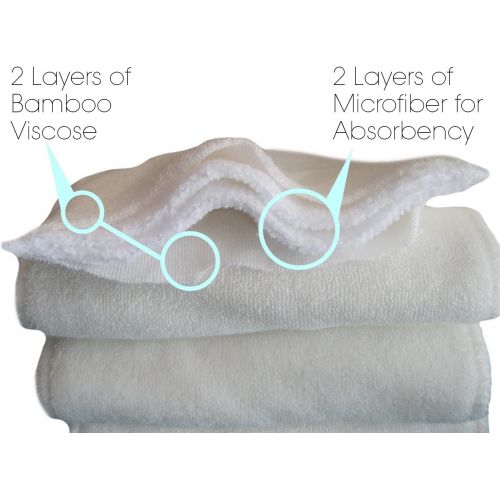  [아마존베스트]Bamboo Cloth Diaper Inserts for Pocket or Cover Diapers from Noras Nursery - One Size Fits All (10 Pack, Soft Bamboo)