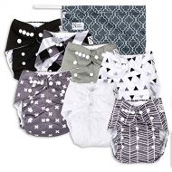 Unisex Baby Cloth Pocket Diapers 7 Pack, 7 Bamboo Inserts, 1 Wet Bag by Noras Nursery