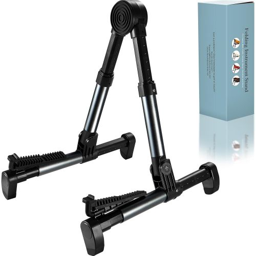  Nordic Essentials Folding Instrument Stand for Guitar, Bass, Violin, Ukulele, Banjo, Mandolin (Metallic Dark Blue)