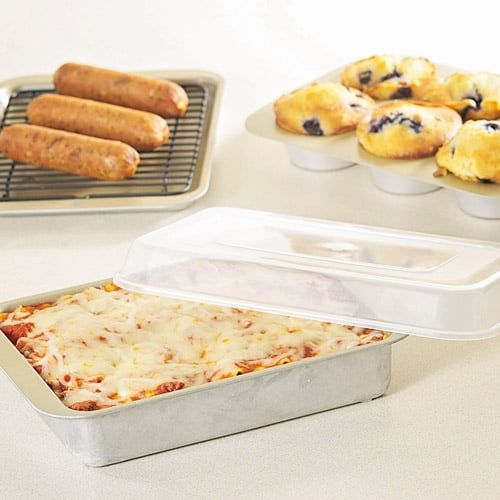  Nordicware Nordic Ware Nonstick Compact Ovenware 5 Pc Bake Set, 8.5L x 6.5W x 1.63H and 8.5L x 6.5 W x 0.625H Broiler Set and 6 - 2 cup muffin pan