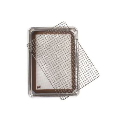  Nordicware Nordic Ware 3 Piece Cookie Baking Set, Aluminum baking sheet, PFOA- Free nonstick steel grid, and silicone mat, Lifetime Warranty, 7.75 X 12.88 X 1