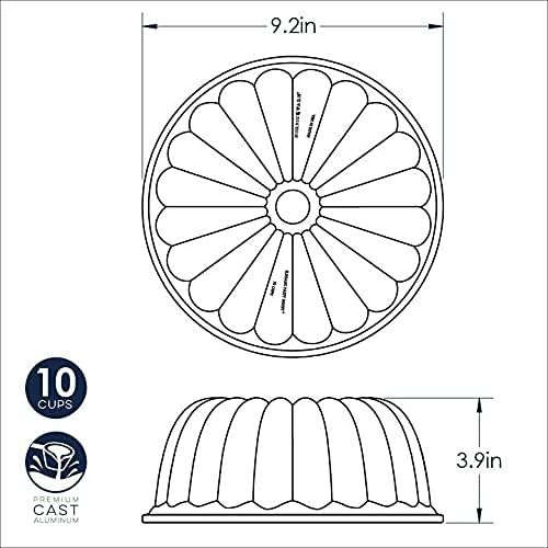  Nordic Ware 58677 Elegant Party Bundt Pan, 22.3 x 9.3 cm, Gold: Kitchen & Dining