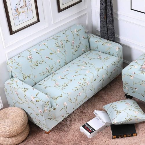  [아마존 핫딜]  [아마존핫딜]Nordmiex Stretch Sofa Slipcovers Fitted Furniture Protector Print Sofa Cover Stylish Fabric Couch Cover with 2 Pillowcases for 2 Cushion Couch(Loveseat-2 Seater,Blue Floral)