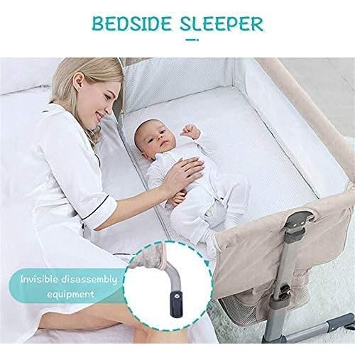  Nordmiex 3in1 Bedside Crib for Baby Girl or Boy, Bedside Sleeper Crib for Baby Portable and Adjustable Crib with Mosquito net for Newborn Baby,Deep Khaki