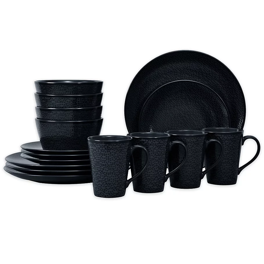 Noritake Black on Black Snow Coupe16-Piece Dinnerware Set