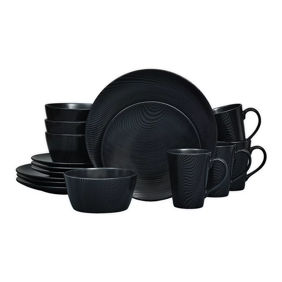 Noritake Black on Black Dune Coupe 16-Piece Dinnerware Set