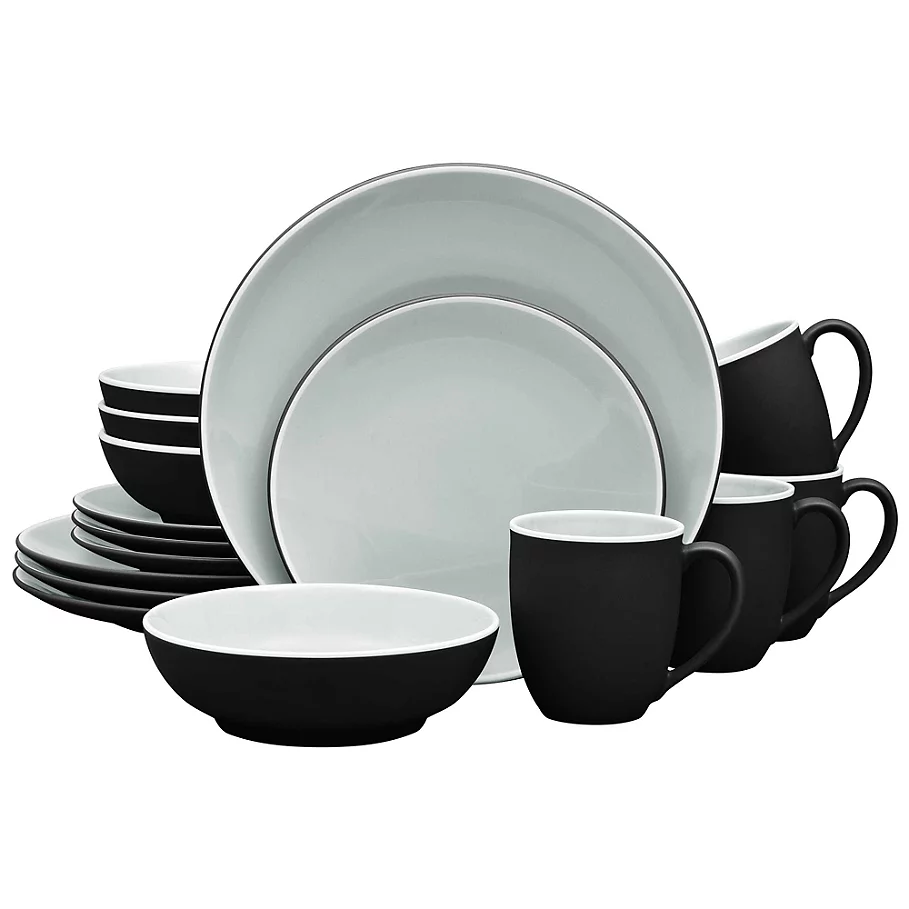  Noritake ColorTrio 16-Piece Coupe Dinnerware Set in Graphite