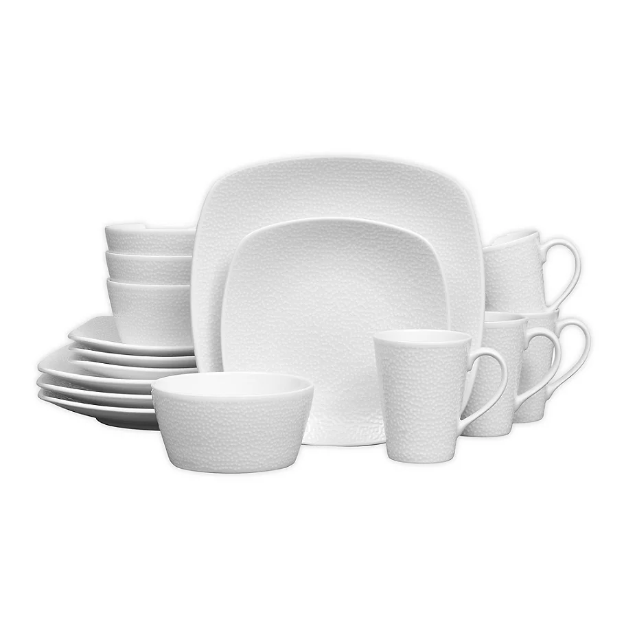 Noritake White on White Snow Square 16-Piece Dinnerware Set