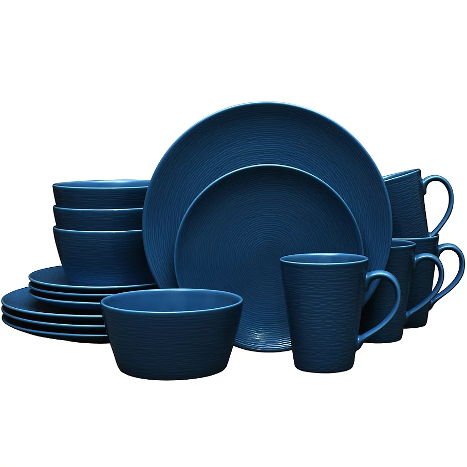  Noritake Navy on Navy Swirl 16-Piece Coupe Dinnerware Set