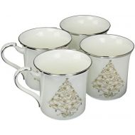 Noritake Palace Christmas Holiday Accent Mug, Platinum, Set of 4