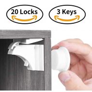 Norjews Child Safety Magnetic Cabinet Locks 20 3 Keys, White