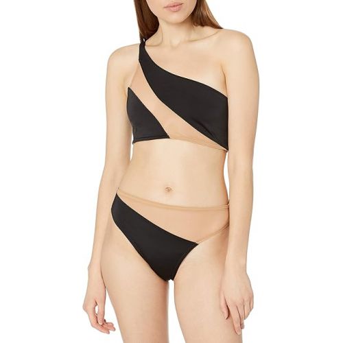  Norma Kamali womens Bikini Bottoms, Black/Nude Mesh, Large US