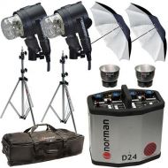 Norman D24 Pack, 2- IL2500 Head/Reflector, Stands, Umbrellas, Case Kit