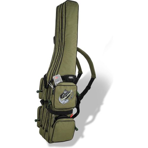  [아마존베스트]normani XXL Fishing Bag Case 190 cm or 210 cm Rod Bag Fishing Backpack  8 Pockets for 6 Rods and Landing Net
