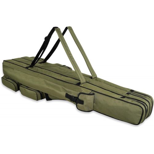  [아마존베스트]normani XXL Fishing Bag Case 190 cm or 210 cm Rod Bag Fishing Backpack  8 Pockets for 6 Rods and Landing Net