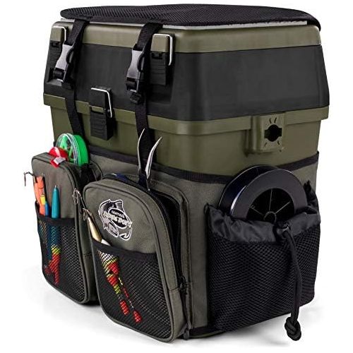  [아마존베스트]normani Fishing Tackle Box Fishing Bag Padded Seat Box Seat Function Equipment Box with Backpack Function and Patch Pockets  Includes 4 Tackle Boxes for Fishing Accessories