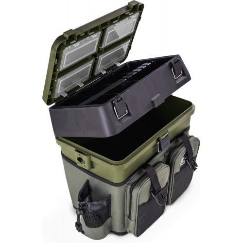  [아마존베스트]normani Fishing Tackle Box Fishing Bag Padded Seat Box Seat Function Equipment Box with Backpack Function and Patch Pockets  Includes 4 Tackle Boxes for Fishing Accessories