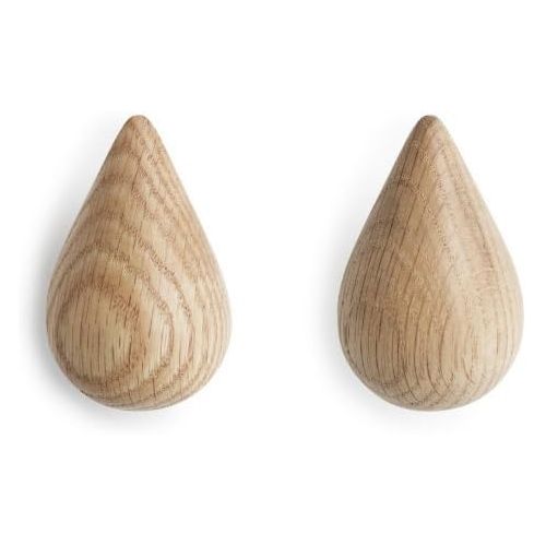  Normann Copenhagen - Haken, Garderobenhaken, Wandhaken - Dropit Hooks - Farbe: Natur Holz - Gross - 2er Set