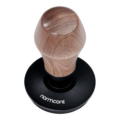  Normcore 53.3mm Espresso Coffee Tamper V4 - Spring Loaded Tamper With Titanium PVD Coating Flat Base -15lb / 25lb / 30lbs Replacement Springs, Genuine American Walnut Handle