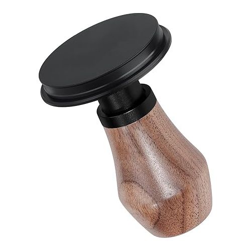  Normcore 53.3mm Espresso Coffee Tamper V4 - Spring Loaded Tamper With Titanium PVD Coating Flat Base -15lb / 25lb / 30lbs Replacement Springs, Genuine American Walnut Handle