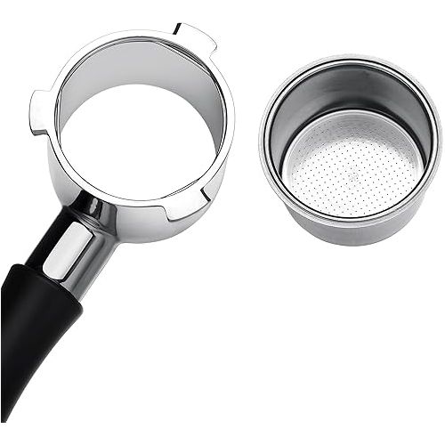  Normcore 51mm Naked Bottomless Portafilter 2 Ears Fits Delonghi ECP3420/EC155/BCO430/EC260 with Anodized Aluminum Handle (Basket Included) - Included Portafilter Filter Basket